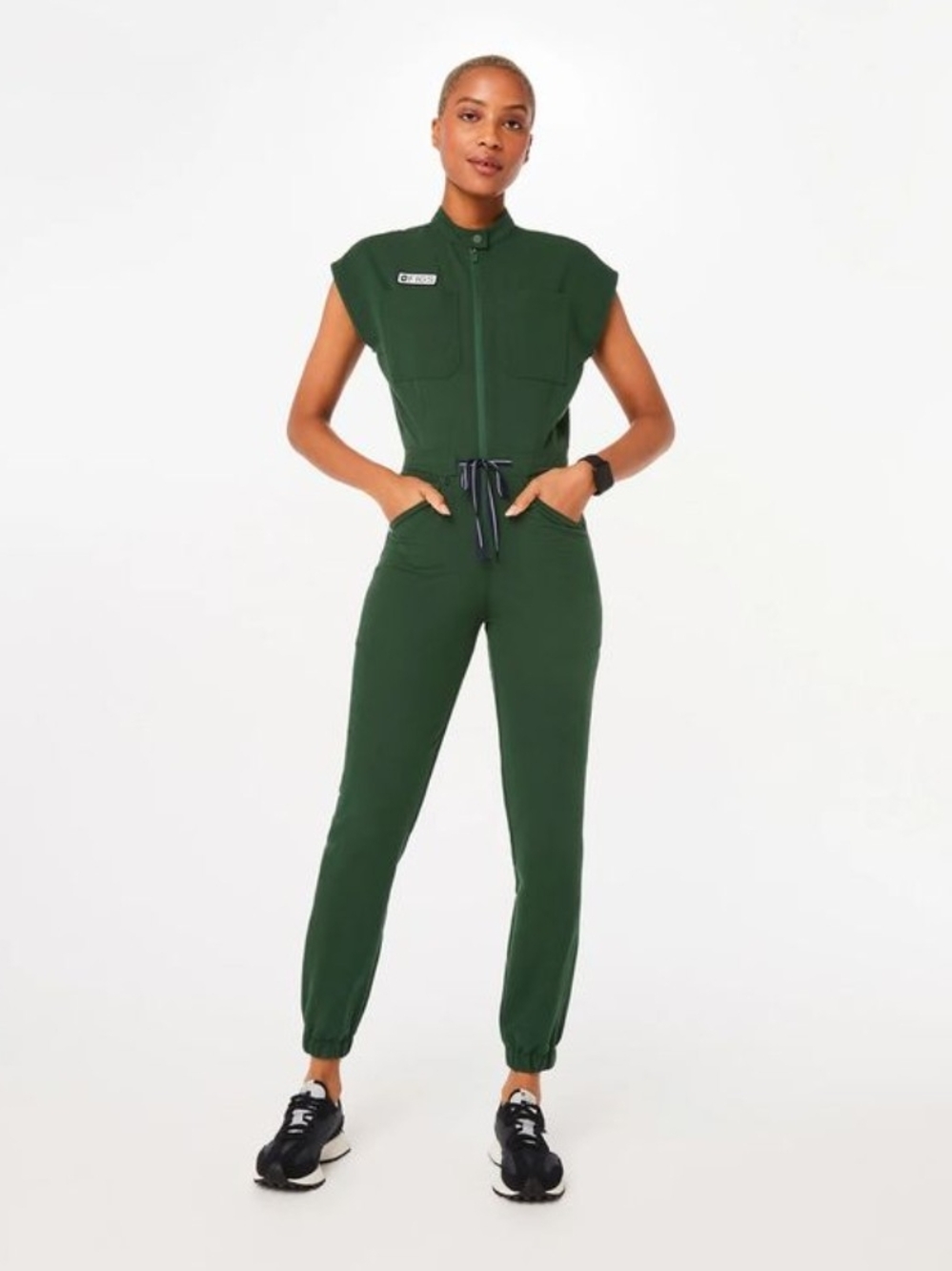 Figs British Racing Green Utility Zip-Front Jumpsuit